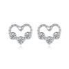 Pendientes de plata S925 con forma de corazón para mujer, estilo japonés y coreano, sencillos, pequeños y frescos, con diamantes, creativos, pequeños y bonitos.
