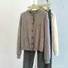 Bordado Tiro Real Fio Core-Spun Outono Novo Estilo Coreano Cardigan Tricotado Abotoamento Simples Botão de Coração Solto Emagrecimento Versátil Top