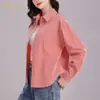 Camisa de Manga Longa Primavera e Outono 2026 Estilo Coreano Nova Cor Sólida Camisa Solta Roupa de Fora Casual Top Versátil