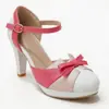 Modelo de comercio exterior transfronterizo verano 2026 sandalias huecas de tiras con hebilla de moda de tacón alto de color bloqueado talla grande 40-48 AliExpress