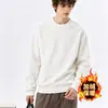 Sudadera de color liso para hombre con cuello redondo, Primavera y Otoño, Forrada de felpa, Engrosada, Hombro caído, Corte holgado, Manga larga, Top simple y versátil, Casual, Al por mayor