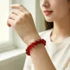 Pulsera de Cristal Natural, Simple de un Solo Círculo con Cuentas Redondas Joyería Transfronteriza, Joyería Estilo Pareja de Ágata Roja, Pulseras de Cristal para la Mano