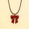 Nuevo Estilo Coreano Ins Dulce y Fresco Estilo Chica Deseo Puro Collar de Cordón de Cuero con Lazo Rojo Cadena para Clavícula Nicho de Chica Picante