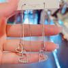 Aretes de Borla Doble Amor con Sentido del Diseño Nicho 2024 Nuevos Aretes Elegantes de Moda de Celebridad de Internet Aretes Simples que Combinan con Todo