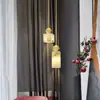 Luminária Pendente Pequena de Mármore para Mesa de Cabeceira Nórdica Toda em Cobre, Luminária Pendente para Restaurante Bar Estilo Chinês Novo, Luminária Pendente de Cabeça Única de Luxo Leve para Quarto