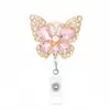 Hebilla Retráctil de Alta Gama con Incrustaciones de Diamantes en Forma de Mariposa, Tirador Fácil, Portacarnet de Moda Europea y Americana con Cristales y Perlas, Modelo Más Vendido Transfronterizo