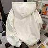 Sudadera con capucha de algodón 100% puro, estilo americano simple, de dos piezas falsas, para hombre y mujer, corte holgado, adelgazante, forrada de polar, chaqueta estudiantil para otoño e invierno