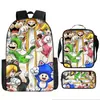 Mochila Infantil de Dibujos Animados Mario Xintu Transfronteriza para Estudiantes de Primaria Gran Capacidad Casual Mochila Escolar Set de Tres Piezas