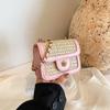 2026 Versão Coreana Palha Camélia Estilo Pai-Filho Infantil Pequena Bolsa Transversal de Moedas Estilo Chanel para Mulheres Atacado