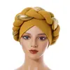Pañuelo de cabeza retorcido con bloques de color para mujer, Gorro retorcido cruzado, Moda transfronteriza europea y americana, Cinta para la cabeza trenzada gruesa en stock