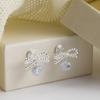 Brincos de Bola de Diamante Completo com Laço de Temperamento Doce e Fresco Clipes de Orelha Espiral de Mosquito para Mulheres Sem Orelhas Furadas Brincos de Tachinha da Moda