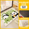 Alfombra de Baño de Dibujos Animados Panda Imitación Cachemira Alfombra de Piso para Puerta de Inodoro Alfombra de Puerta Absorbente Antideslizante Alfombra para Pies de Inodoro