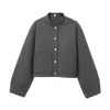 Aliexpress 2026 Nueva Moda Casual Versátil para Mujer Cuello Alto Un Botón Bolsillo Grande Chaqueta Bomber Abrigo