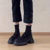 Mocasines Retro de Suela Gruesa para Aumentar Altura para Mujer, Nuevo Estilo Otoño e Invierno 2026, Elegantes Zapatos Individuales Casuales de Ballet con Escote Profundo y Lazo