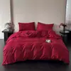 Conjunto de Casamento de Luxo 100S Quatro Peças Lençol Vermelho Colcha Alegria de Recém-Casados Capa de Edredom de Casamento Roupa de Cama para Casamento de Jovens