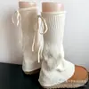 Calcetines de pierna ancha con correa rosa para chica Jk Otoño e Invierno Cubrepiernas blanco dulce Estilo Ballet Y2K Calcetines apilados con lazo