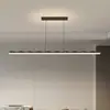 Lustre LED minimalista italiano para sala de jantar, moderno, simples, luxo leve, sensação de alta qualidade, balcão de bar, mesa de jantar, luminária linear para sala de jantar
