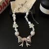 Collar moderno y elegante con lazo de perlas irregulares de Spice Girl, gargantilla para mujer, cadena de collar de lujo de alta gama.