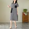 Vestido Cárdigan de Punto Largo a Cuadros Artístico Retro con Bloques de Color, Delgado, Holgado, Moda Verano 2026 para Mujer