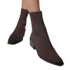 Botas Slim Europeias e Americanas Tamanho Grande 2025 para Mulheres, Botas Curtas de Salto Alto, Botas de Tricô para Outono e Inverno, Botas Femininas de Salto Bloco Bico Quadrado