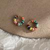 Pendientes redondos de lujo de alta calidad con hebilla de oreja de aceite de gota de color dopamina, pendientes de temperamento de moda con personalidad de nicho