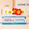 Estilo ins decoração de bolo de aniversário de desenho animado velas flores chapéus de festa urso de pelúcia rosto sorridente corações velas de aniversário infantil