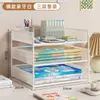 Estantería para Libros Estante de Escritorio Estante para Archivos de Papel A4 Estante Organizador Multicapa de Hierro para Carpetas Archivo Escritorio