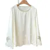 Modelo Nuevo 2026 Blusa Top de Camisa con Cuello Jacquard Brillante y Puños Bordados a Mano y con Cuentas