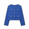 Transfronterizo Amazon Estilo Europeo y Americano 2024 Otoño Nuevo Estilo Callejero Cuello Redondo Chaqueta Corta con Solapa alzada Venta al por Mayor