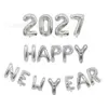 Set de Globos de Letras Feliz Año Nuevo de 16 Pulgadas 2027 Globos Decorativos para el Día de Año Nuevo 2027