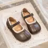 Zapatos de Cuero Antideslizantes para Niñas 2025 Primavera Nuevos Zapatos Infantiles Zapatos de Princesa de Suela Blanda Primavera y Verano Zapatos Planos Negros para Niñas