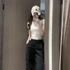 Camiseta de algodón puro de 40 hilos, estilo dopamine, de alta costura, hombros rectos, manga corta para mujer, top rosa de verano, corte ajustado, versátil, estilo coreano