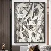 Estilo Moderno Simple Sala de Estar Sofá Pared de Fondo Pintura Colgante Grande Arte Abstracto Decorativo Blanco y Negro Gris Mural para el Hogar