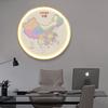 Pintura Decorativa Redonda de Mapa Pintura Luminosa Led Pintura Colgante de Entrada Oficina Sala de Té con Pintura de Luz Mural de Sala de Estar Estilo Chino Nuevo