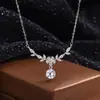 Colar de Trigo Florido para Mulheres, Exquisito Luxo Leve Nicho Pingente de Imitação de Moissanita Cheio de Diamantes, Brilhante Corrente de Suéter para Clavícula Joia