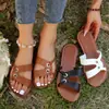 Sandalias planas de una tira para mujer de talla grande, estilo europeo y americano, sandalias de playa casuales de moda con una tira para mujer