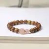 Pulsera DIY de Nanmu de Seda Dorada con Ágata y Cuentas de Madera de Círculo Único para Hombres y Mujeres