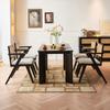 Mesa de comedor y silla de madera maciza de ratán nórdico, combinación de mesa y silla de restaurante de estilo sencillo y tranquilo en color negro, muebles Foshan
