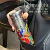Diario Xiaocha Taza de Titanio para Estudiantes Mujeres, Taza Aislada de Titanio Puro de Alto Valor Celebridad de Internet con Popote, Portátil, Compacta y Lujosa