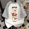 Camiseta de Manga Curta com Estampa de Estrelas, Comprimento Médio, 100% Algodão Puro, para Homens e Mulheres, Verão, Caimento Solto, Emagrecedor, Comprimento Médio, Versátil, Blusa Patchwork