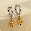 Pendientes de Árbol de Navidad y Corazón de Moda Transfronteriza Pendientes de Acero Inoxidable Chapados en Oro de 18 quilates y Plata con Diseño de Combinación