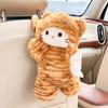 Estampado de Leopardo Gato Caja de Pañuelos para Coche Muñeco de Peluche Colgante Caja de Pañuelos para Coche Muñeca Linda Bolsa Colgante para Pañuelos de Coche