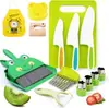 Juego de Cocina de Juguete para Niños Plástico Seguro Cuchillo para Cortar Frutas Cuchillo Pelador Tabla de Cortar Set de Enseñanza de Suplementos Alimenticios para Niños