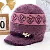 Gorro de punto de otoño e invierno para madre de mediana edad y anciana, cálido para mujer, con felpa adicional, protección contra el frío, gorro de lana para señora mayor, gorro de algodón con protección para las orejas de la abuela