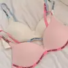 Popular Desenho Doce e Picante Pinkberry Dopamina Roupa Íntima Fofa para Mulheres com Seios Pequenos, Conjunto de Sutiã Sem Costura Confortável e Emagrecedor
