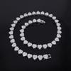 Collar de Aleación con Diamantes Completos en Forma de Corazón de 11 mm Europeo y Americano para Hombres y Mujeres, Cadena Cubana de Estilo Hip-Hop Transfronterizo Rap de Nicho de Alta Gama