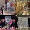 Adereços de Casamento Fio de Lantejoula Dourado e Prateado Moldura de Fundo Cortina de Contas Cortina Pendurada Fio Perolado Cortina de Porta Adereços de Atmosfera para Palco de Casamento