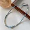 Collar de Perlas Naturales Aguamarina Cadena para Clavícula de Mineral Azul con Cuentas Nuevo Estilo Caliente 2025 Nuevo Collar Azul Chinoiserie