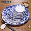 Kaibaiya Prato Redondo de Melamina Imitação Porcelana Azul e Branco Prato de Plástico Prato de Restaurante Chinês Prato de Frutas Comercial