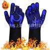 Guantes de aramida resistentes a altas temperaturas de 800 grados de fábrica, ignífugos, con aislamiento térmico para horno microondas, guantes para horno y barbacoa.